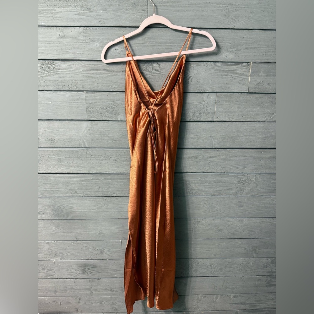 NWT ASOS Bronze Rust Satin Slip Dress Sz 10 Cocktail Party Wedding Date Night - Picture 6 of 14
